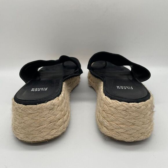 Eileen Fisher Tarry Espadrille Wedge Slide Black Suede Platform Wedge Sandals 11 - Picture 6 of 9